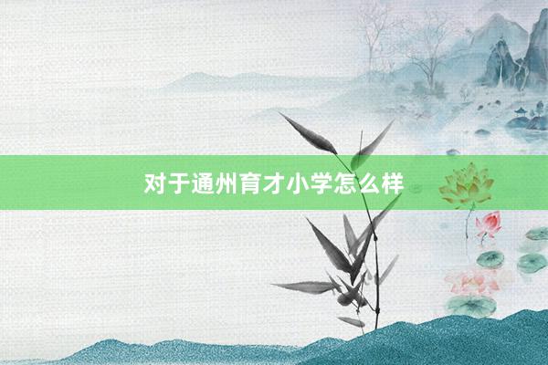 对于通州育才小学怎么样