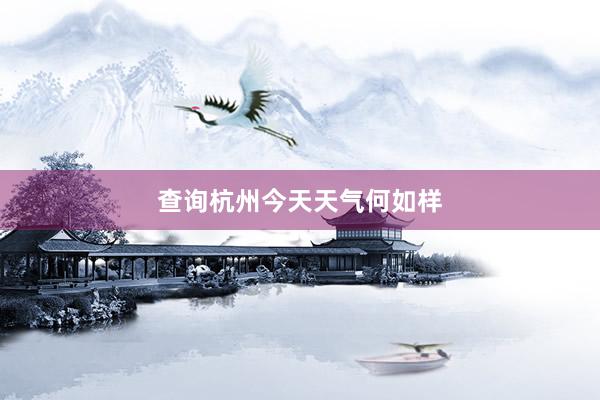 查询杭州今天天气何如样